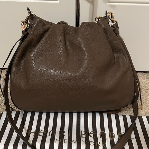 Henri Bendel Brown Leather Gold Chain Shoulder Crossbody Bag - Amazing! - Picture 2 of 14